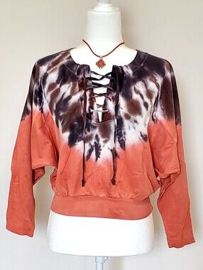 Young Fabulous&Broke Batwing Sleeve Slouchy  TieDye Beachy Sweatshirt XS NWT